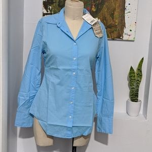 Island Company Saltwater button down L/S Shirt Blue fishing sailing XS summer